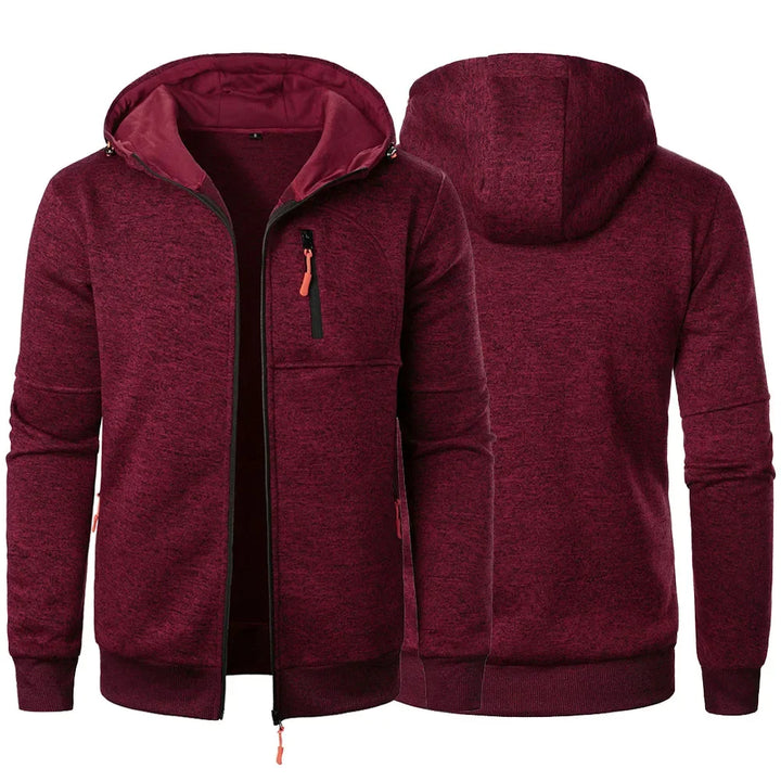 Zipper Pocket Jacquard Slim Fit Hoodie