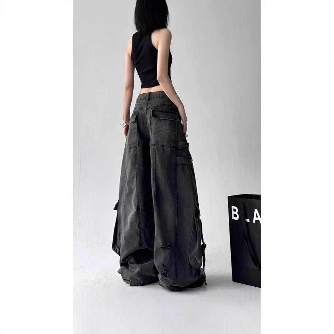 American Retro Deconstructed Sash Jeans