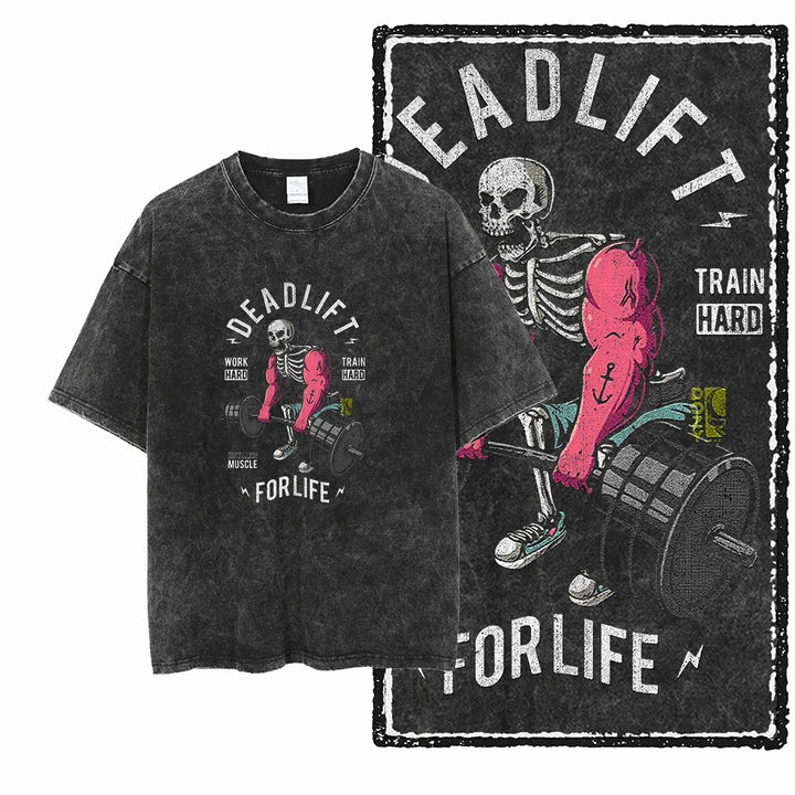 Skull Graphic Acid Washed Tees
