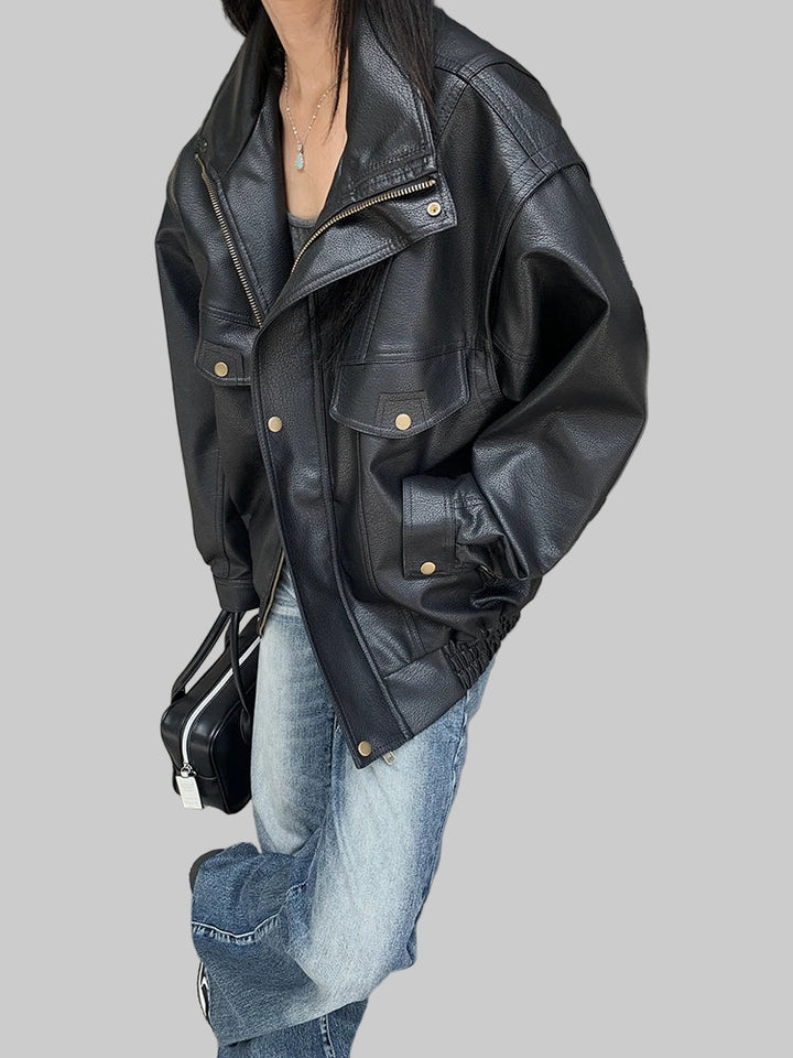 American Oversized PU Leather Jacket