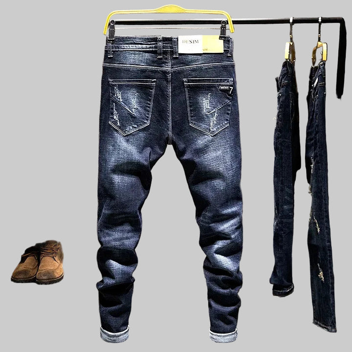 American Style Slim-Fit Ripped Cotton Straight Jeans