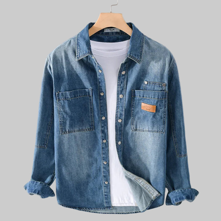 Vintage Long Sleeve Slim Fit Denim Shirt