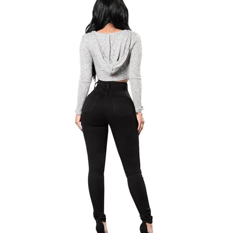 High-Waisted Black Sexy Casual Pencil Jeans