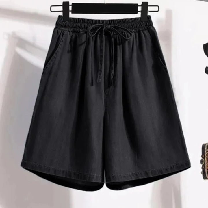 Solid Color Denim Capris Shorts