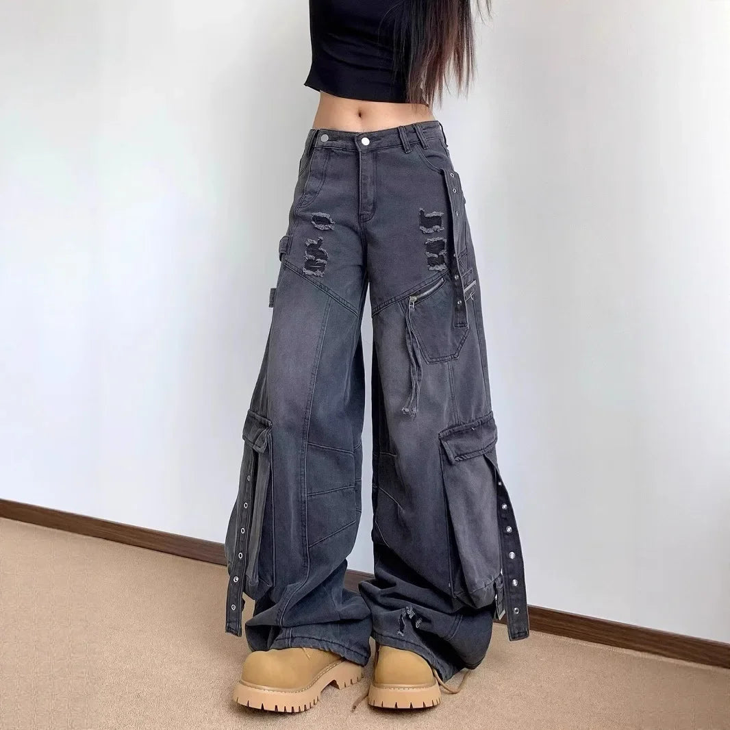 Heavy Faded Multi-pocketed American jeans
