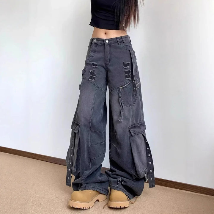 Heavy Faded Multi-pocketed American jeans