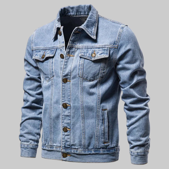 Solid Vintage Motorcycle Denim Jacket