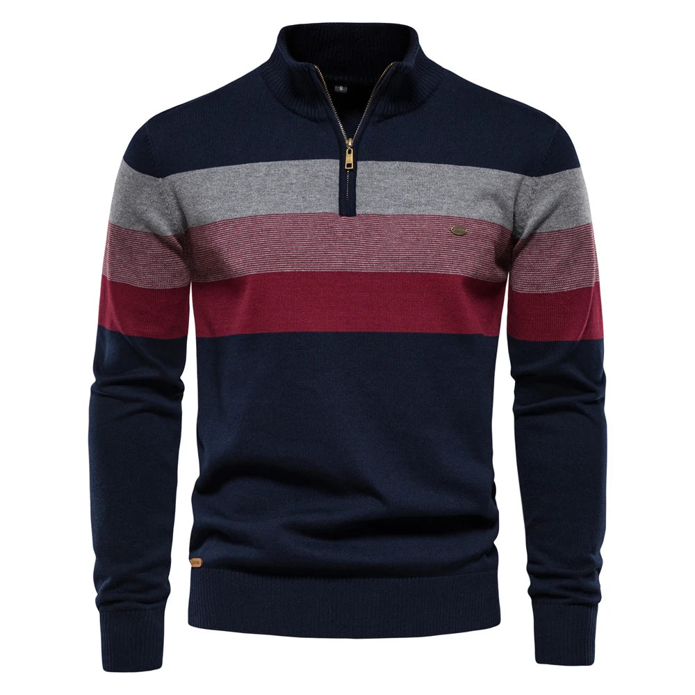 Cotton Mock Neck Quarter-Zip Sweater