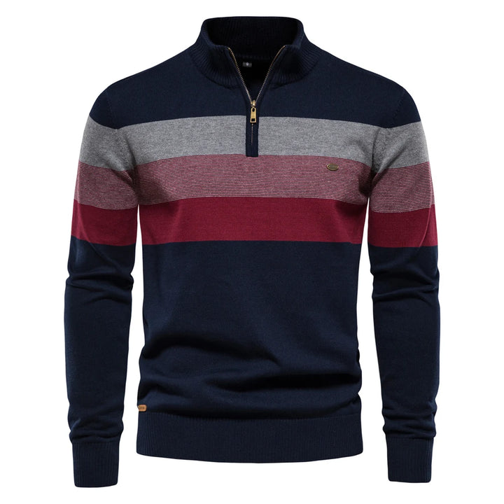 Cotton Mock Neck Quarter-Zip Sweater