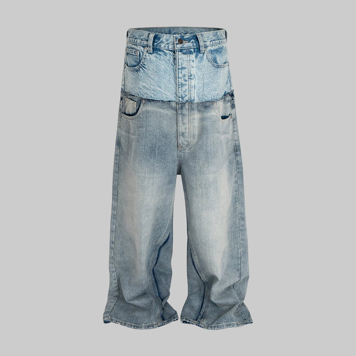 Oversized Double-Layer Patchwork Baggy Jeans