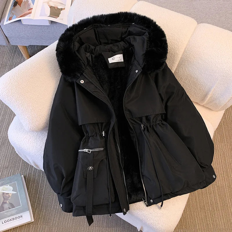 Fleece-Lined Hood Down Jacket
