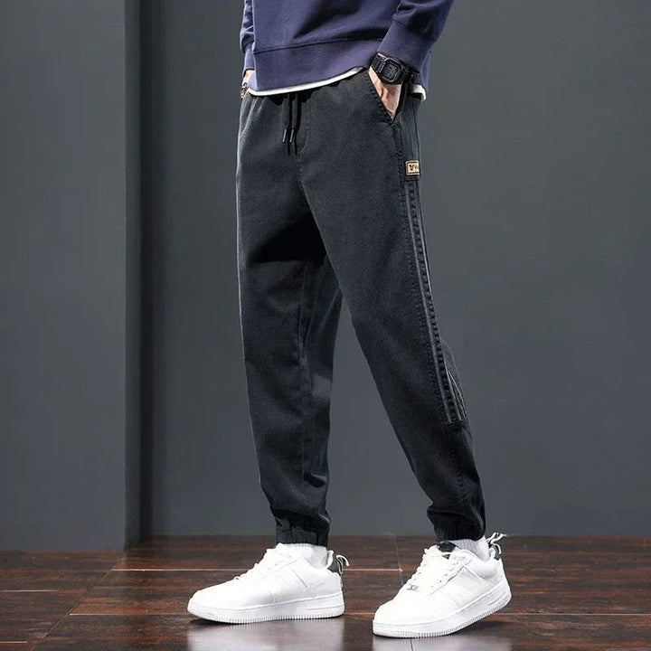 Oversized Grey Cargo Pants with Stripes