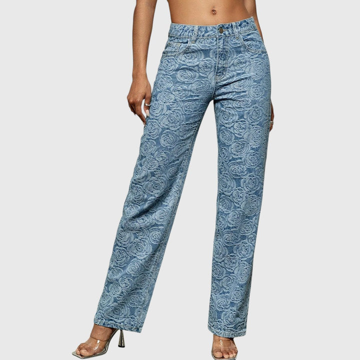 Floral Print Straight Leg Jeans