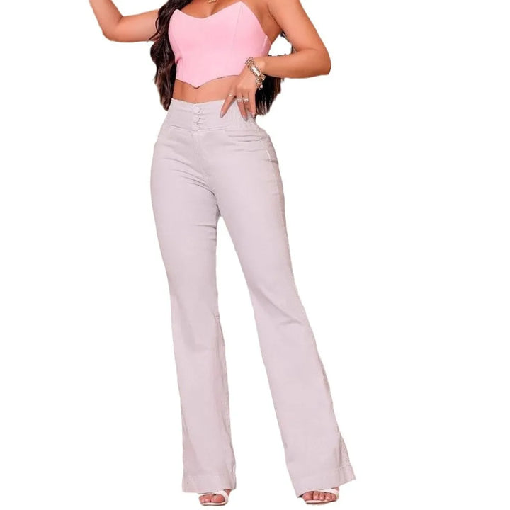 High-Waisted Wide Leg Jeans with Elastic Waist