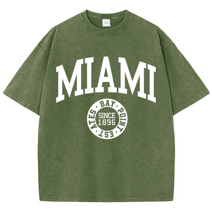 Miami Print Unisex Washed Cotton T-Shirt