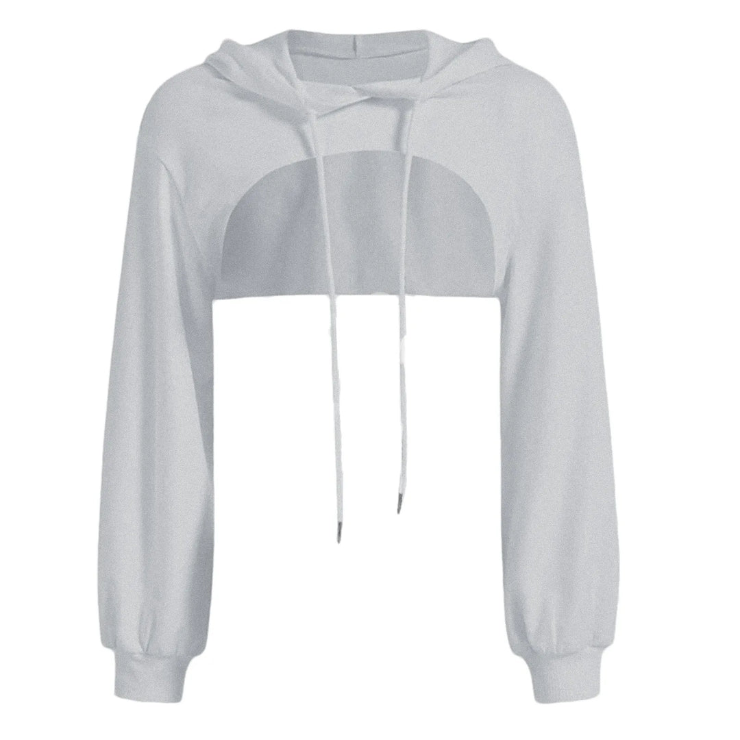 Irregular Cropped Long Sleeve Hoodie