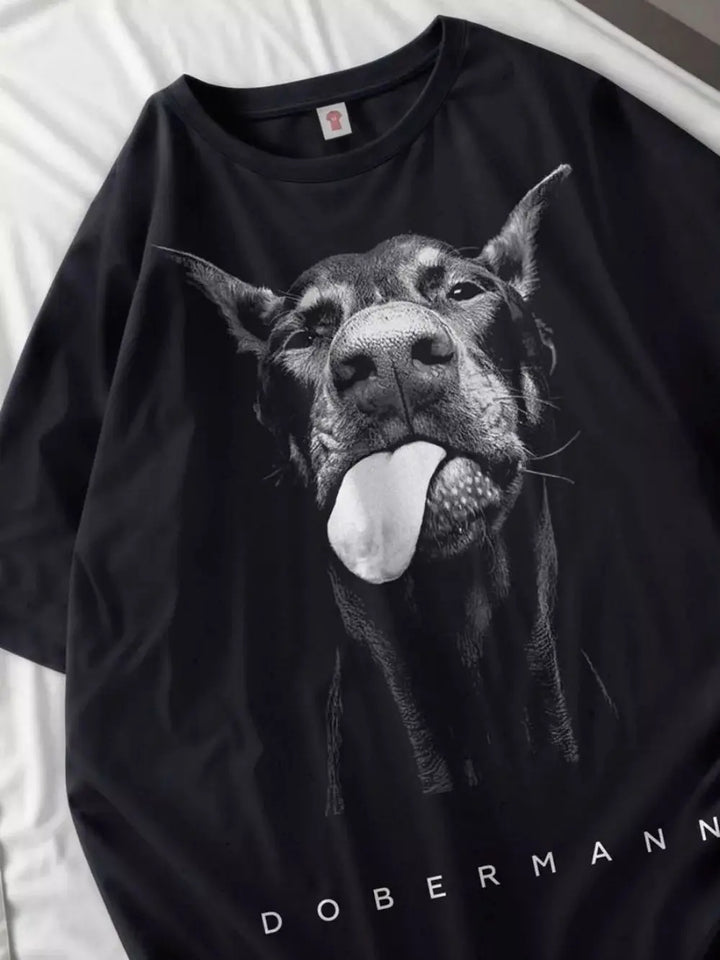 Doberman Print Cotton T-Shirt