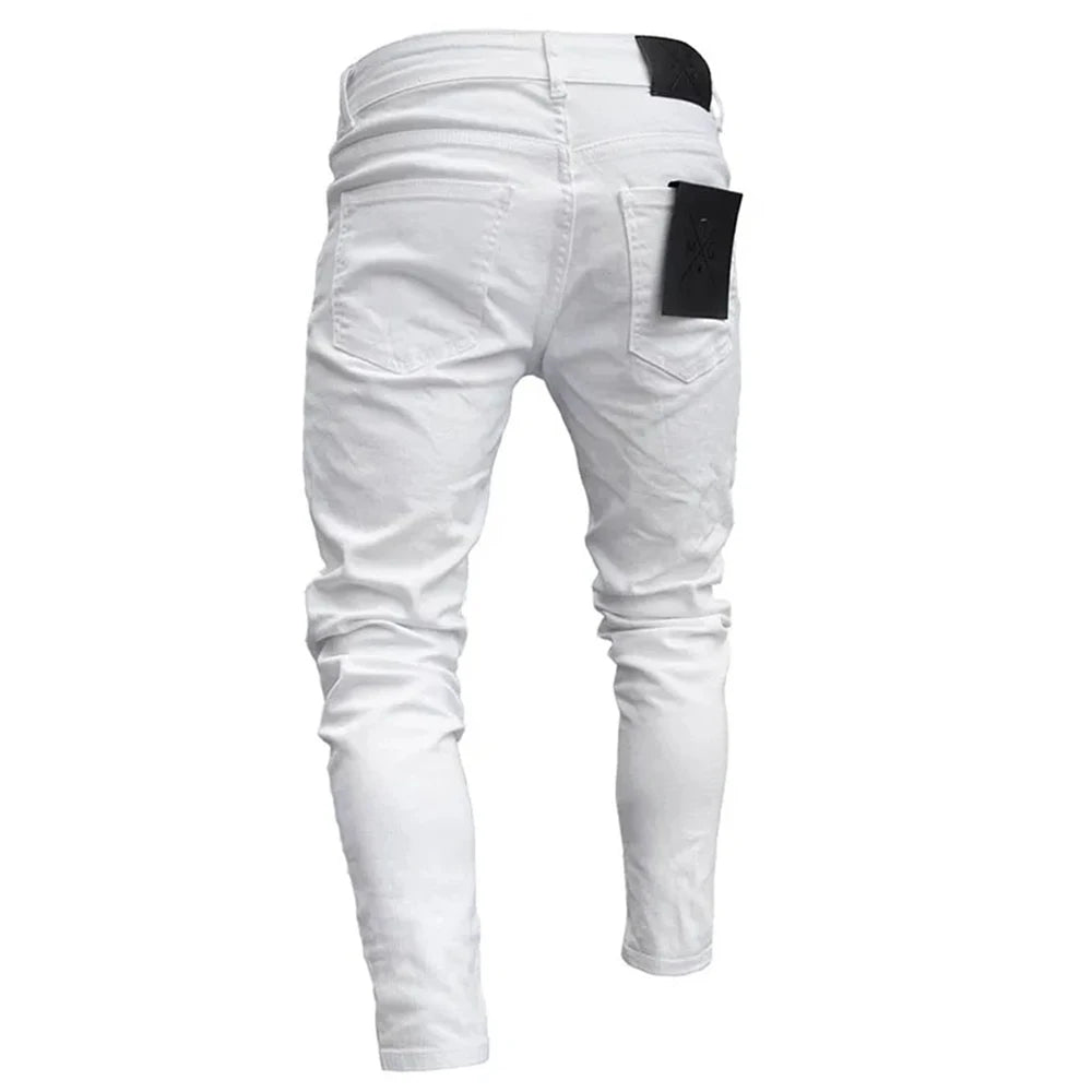 Embroidered Cotton Stretch Skinny Ripped Jeans