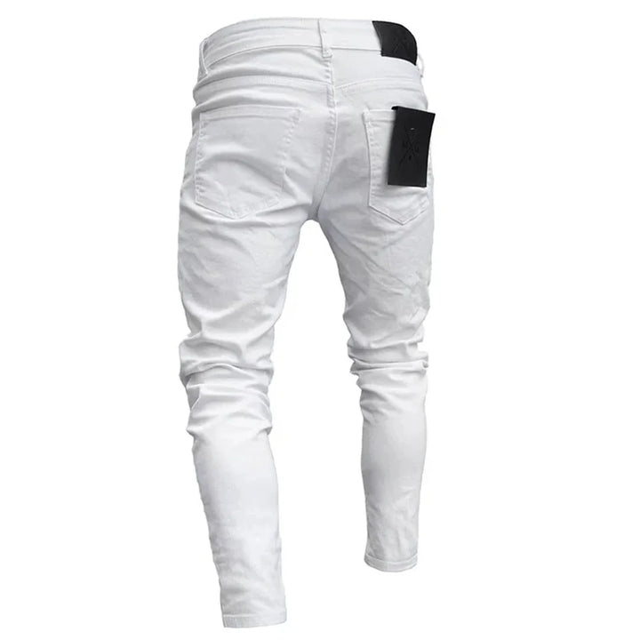 Embroidered Cotton Stretch Skinny Ripped Jeans