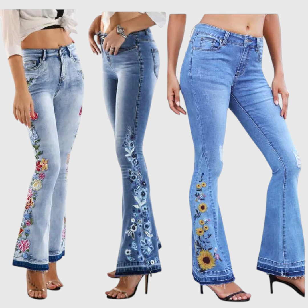 Flared Jeans with Embroidery