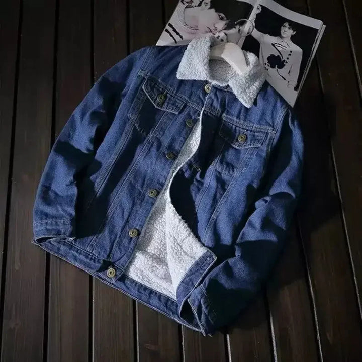 Trendy Winter Fleece-Lined Denim Jacket