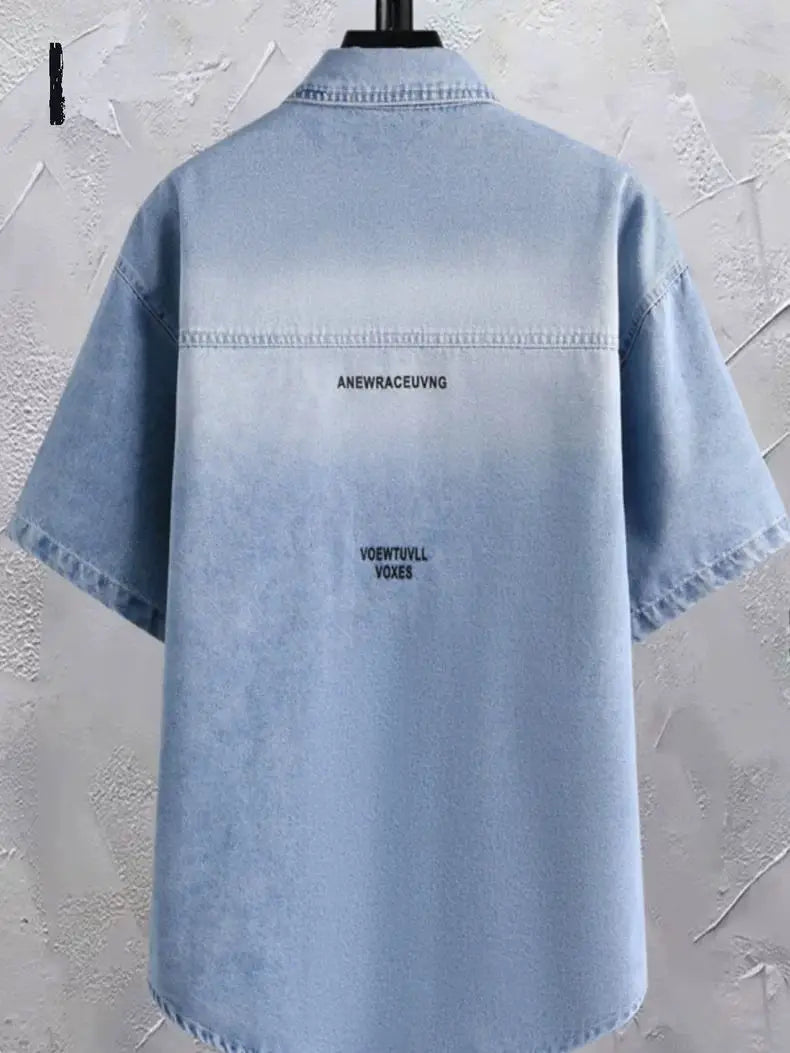 Retro Casual Short Sleeve Denim Shirt