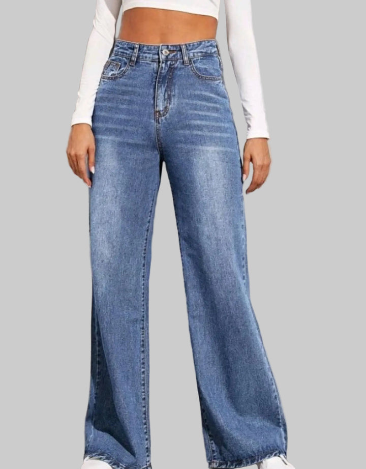 Sexy Wide-Leg High-Waisted Straight Y2K Jeans