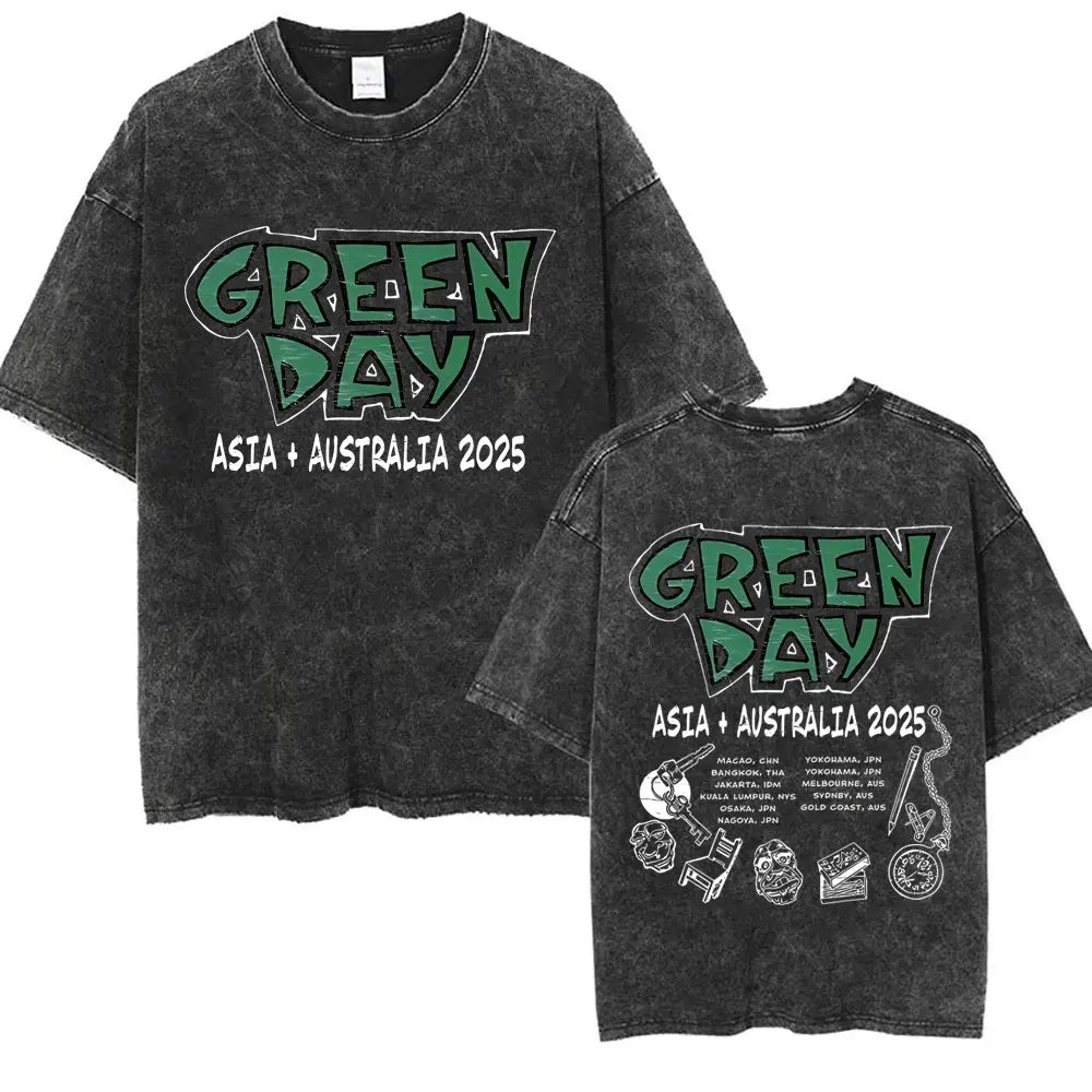 Washed Vintage Punk Green Day Tour 2025 Tees
