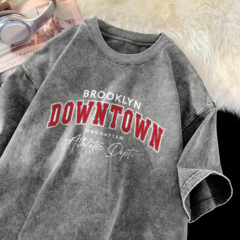 Vintage Washed Brooklyn Downtown Letter T-Shirt