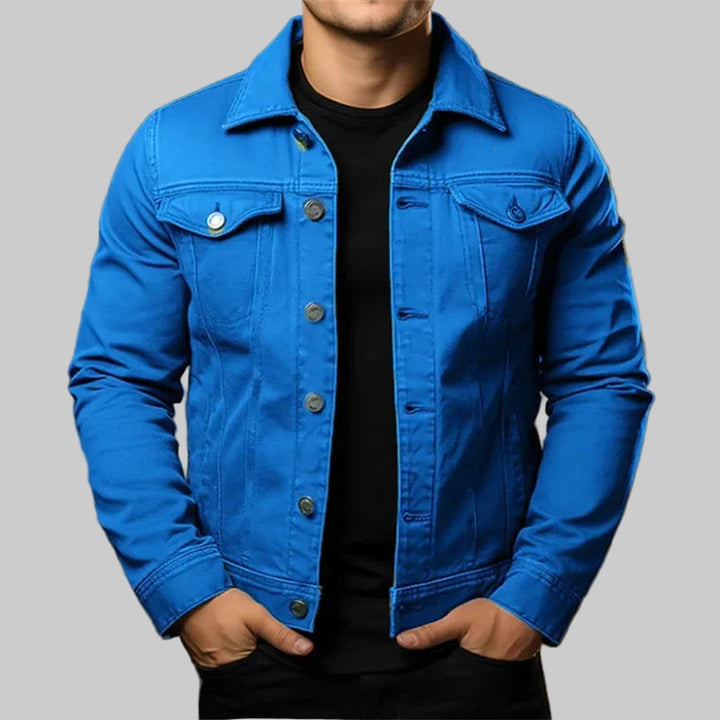 Casual Solid Color Turn-Down Collar Denim Jacket