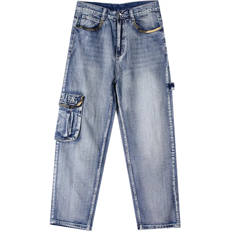 Multi-Pocket  American Hip Hop Loose Fit Jeans