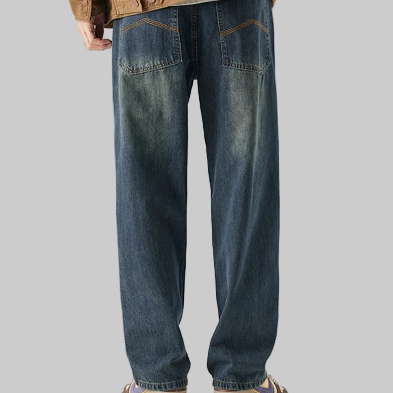 Retro Wide-Leg Nine-Point Loose Straight Jeans