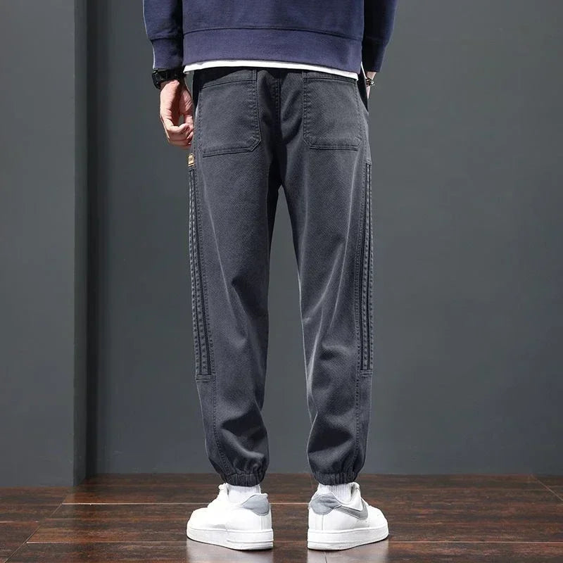Oversized Grey Cargo Pants with Stripes