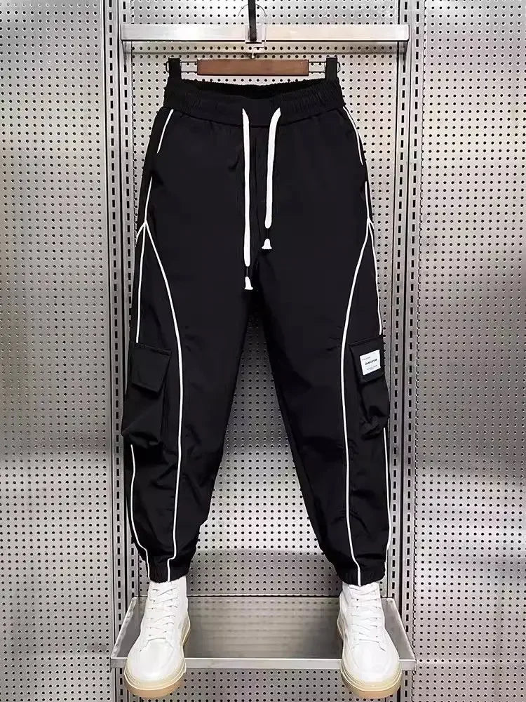 Spliced Cargo Pants - Wide Leg Design