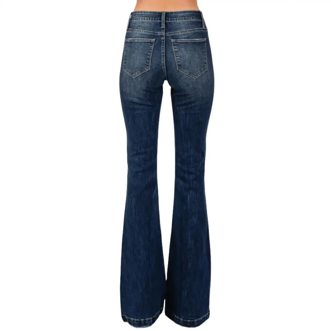 Mid Rise Ripped Flared Bootcut Jeans