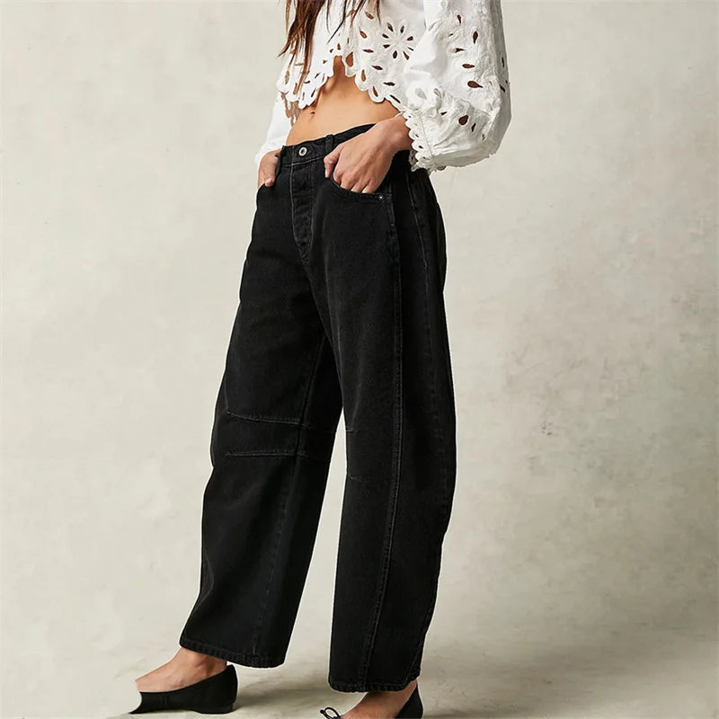 American Style Knee Splicing Denim Jeans