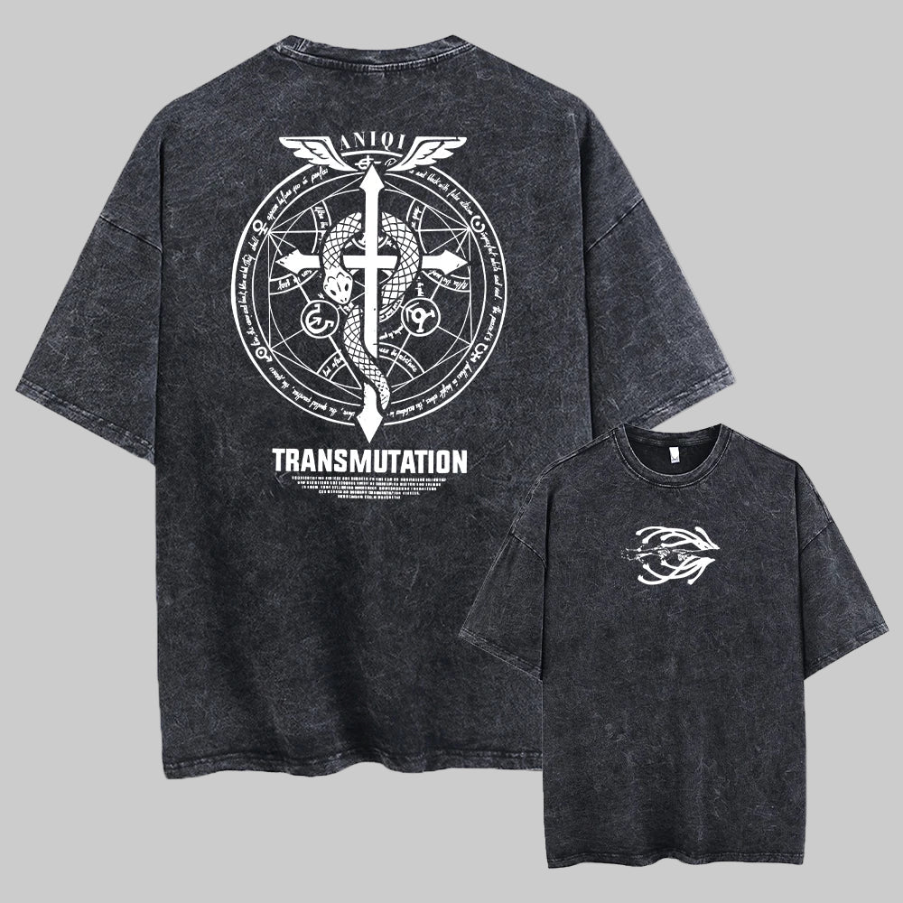 Anime Fullmetal Alchemist Acid Wash T-Shirt