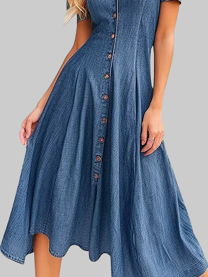 Loose Denim Button-Up Dress