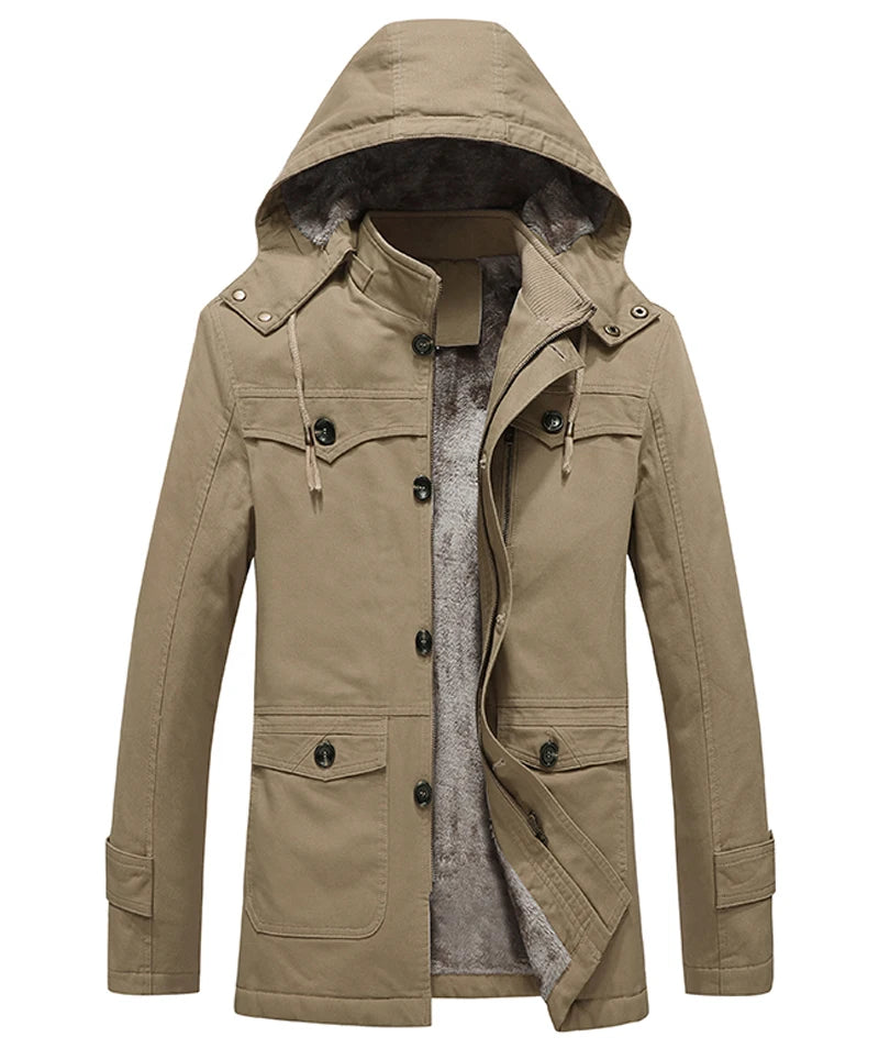 Thick Cotton Padded Multi-Pocket Military Cargo Parka