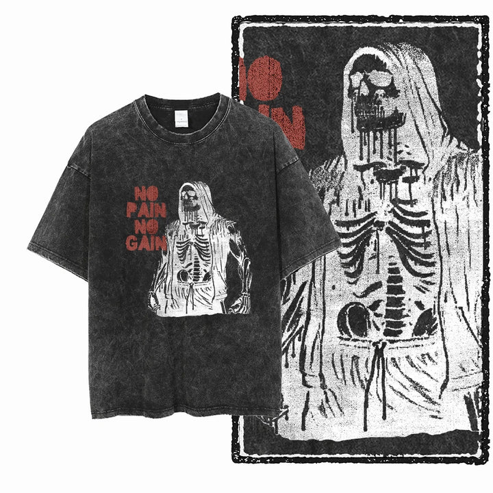 Skull Graphic Acid Washed Tees