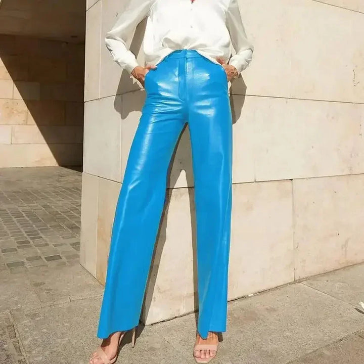 Spring Fashion High Waist Leather Pants