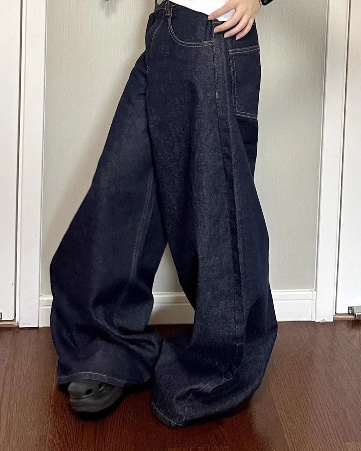 Trendy Unisex High Street Wide-Leg Jeans