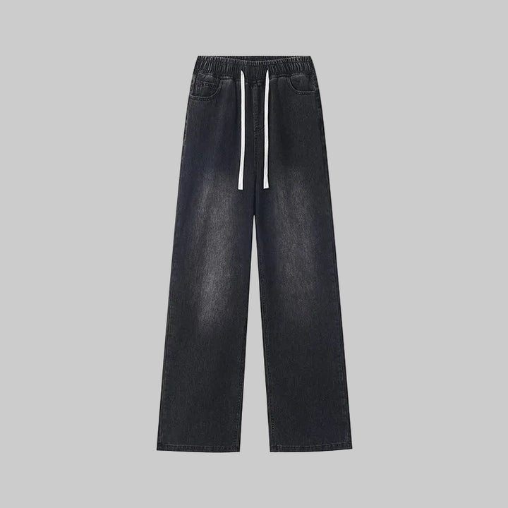 Lightweight Loose Fit Straight Leg Distressed Denim Jeans