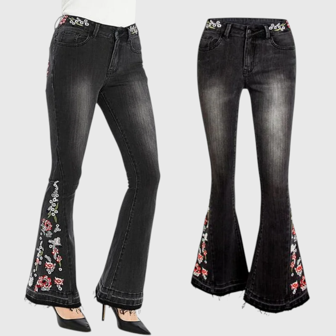 Flared Jeans with Embroidery
