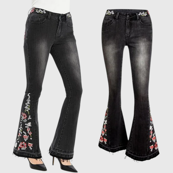 Flared Jeans with Embroidery
