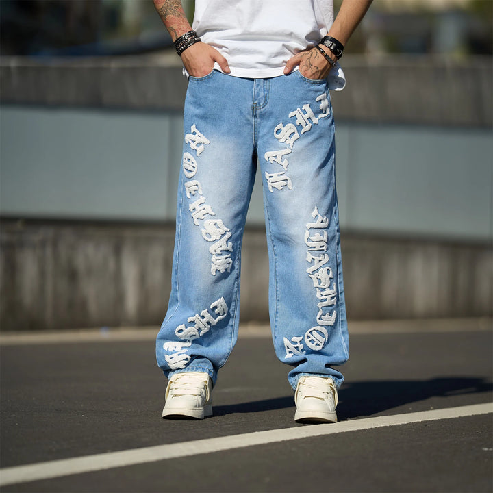 Men's Casual Straight Denim Pants - Trendy Loose Fit Streetwear Jeans