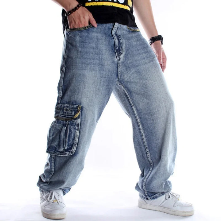 Multi-Pocket  American Hip Hop Loose Fit Jeans