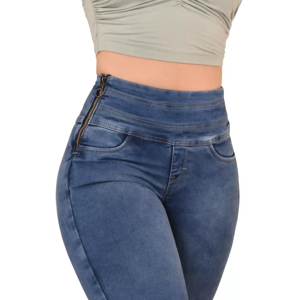 High Waisted Skinny Pants Side Zipper