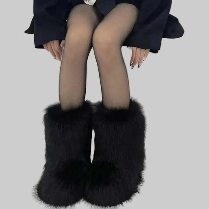 Plush Faux Fox Fur Winter Boots
