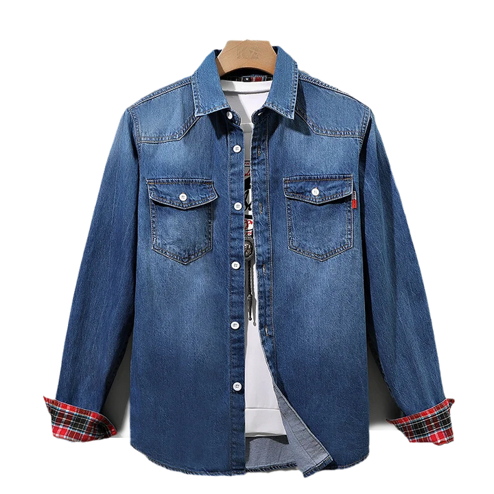 Slim Fit Cotton Long Sleeve Cowboy Denim Shirt